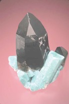 Specimen - amazonite and smoky quartz